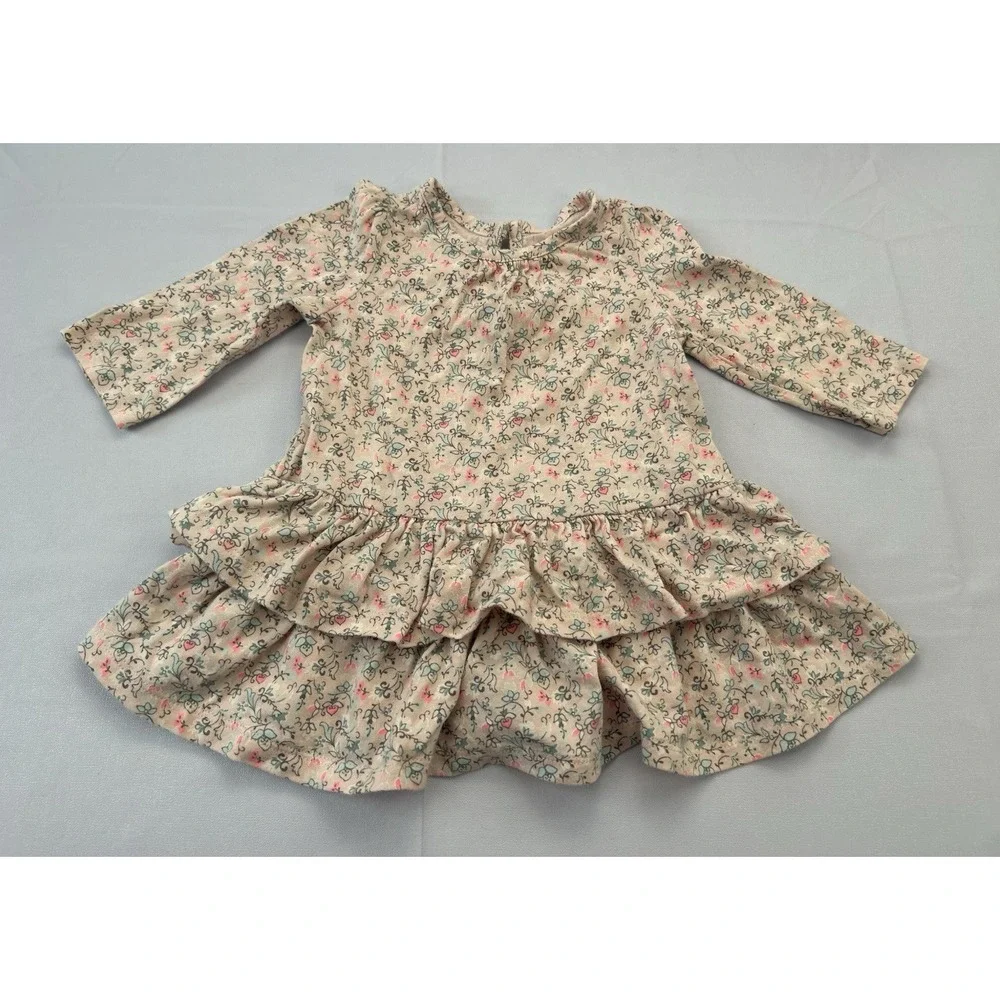Baby Gap Girls Floral Ruffle Tiered Dress Pink 3-6 Months Cottagecore Cotton